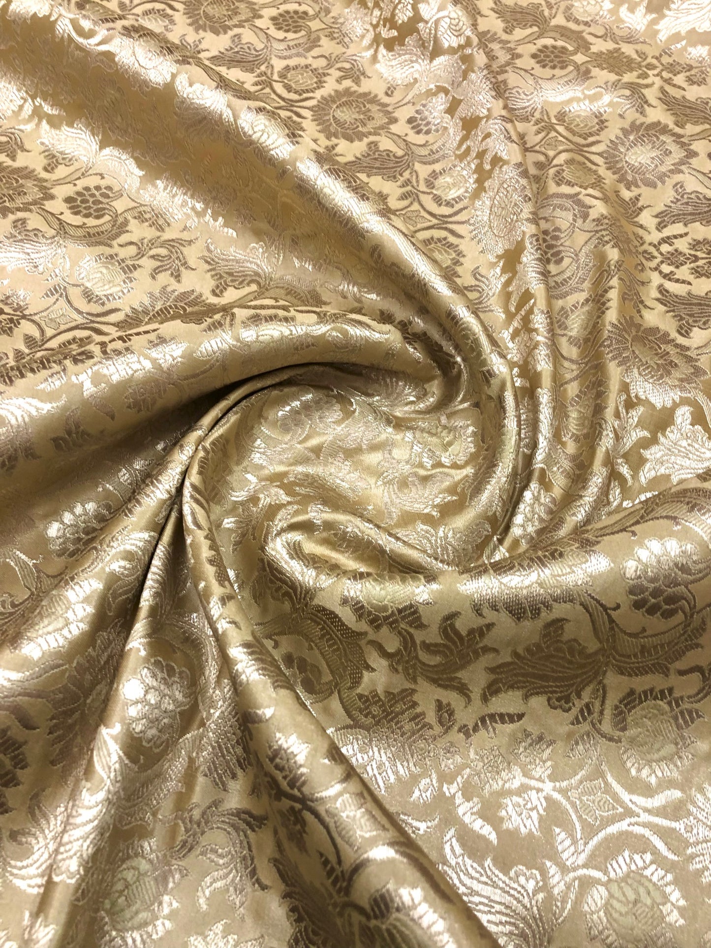 Brocade fabric Beige Gold Jacquard Damask Rayon Silk brocade Fabric Wedding Bridal High Grade Designer fabric by the yard Material