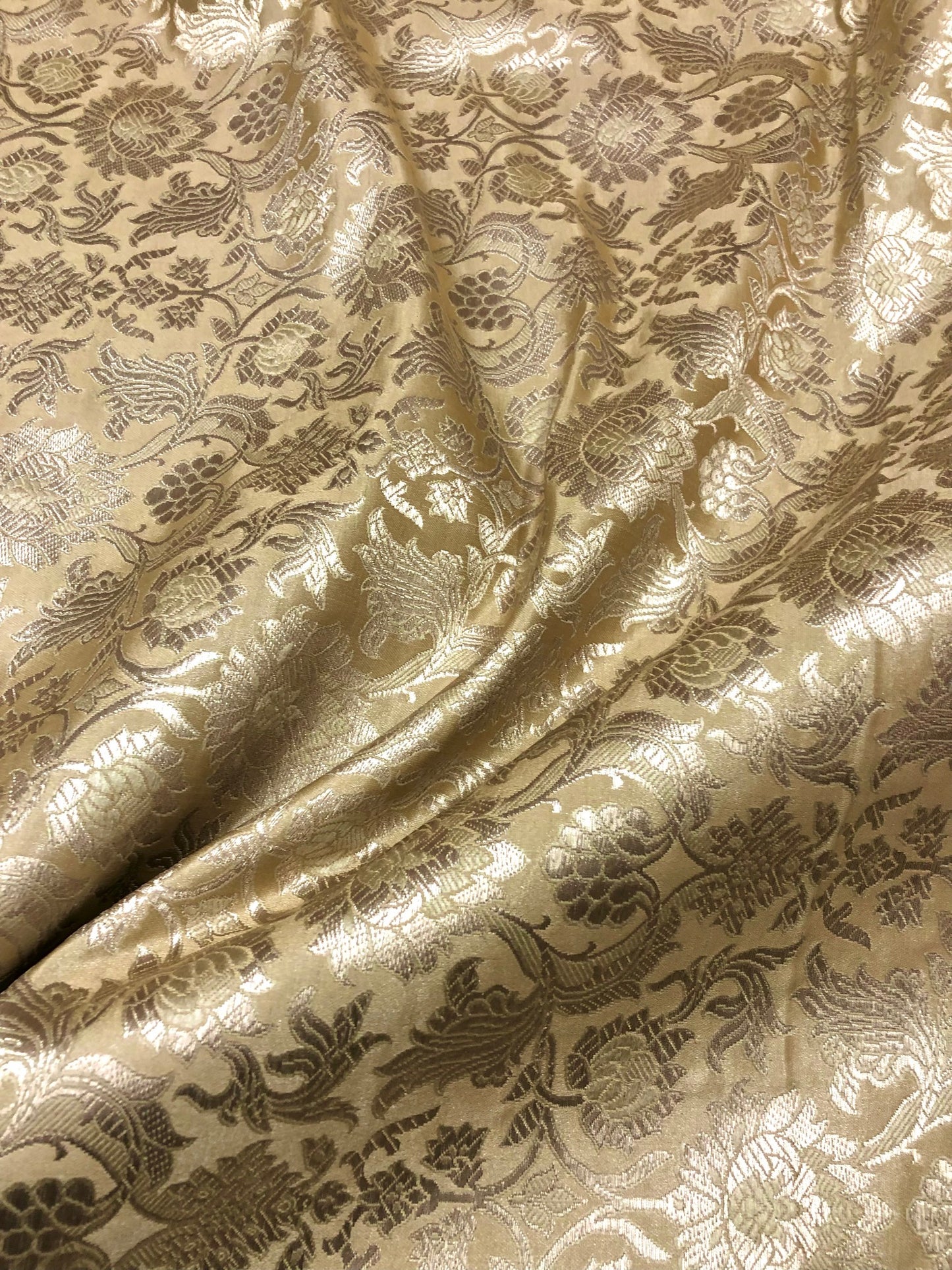 Brocade fabric Beige Gold Jacquard Damask Rayon Silk brocade Fabric Wedding Bridal High Grade Designer fabric by the yard Material