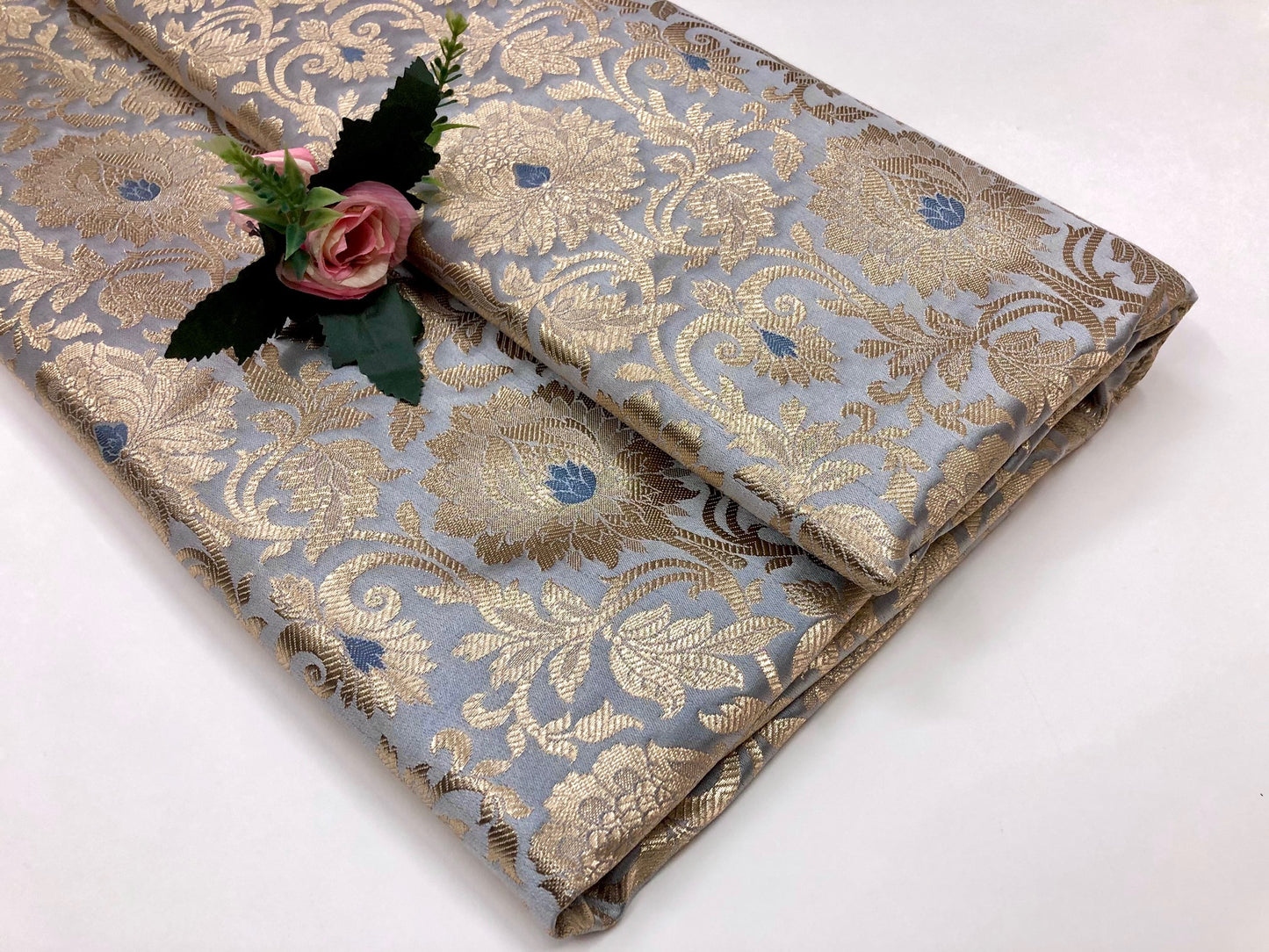 Brocade fabric Peach Gold Jacquard Damask Rayon Silk brocade Fabric Wedding Bridal High Grade Designer fabric by the yard Material
