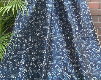 Blue printed tussar silk, Wedding dress, Bridesmaid dress, Floral fabric, Wedding inspiration, Vintage fabric, Luxury fabric - NFAF806