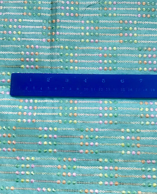 Embroidered fabric, See green Wedding inspiration fabric, Fashion fabric, Luxury fabric, Bridesmaid dress, Thread embroidery, Luxury fabric - NFAF840
