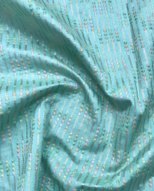 Embroidered fabric, See green Wedding inspiration fabric, Fashion fabric, Luxury fabric, Bridesmaid dress, Thread embroidery, Luxury fabric - NFAF840