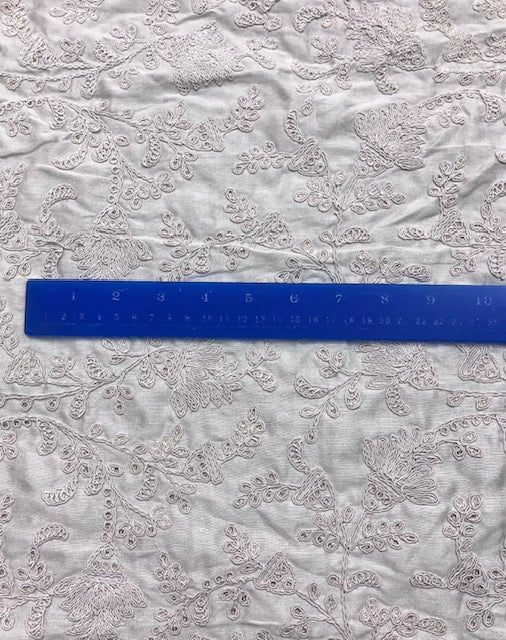 White embroidered fabric, Wedding dress, Fashion fabric, Luxury fabric, Indian fabric, Handmade, Thread embroidery - NFAF902