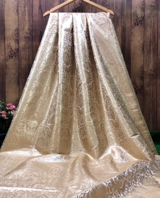 Ivory Gold Brocade fabric Jacquard fabric brocade fabric Wedding bridal dress fabric Festival clothing Home Decor fabric by the yard