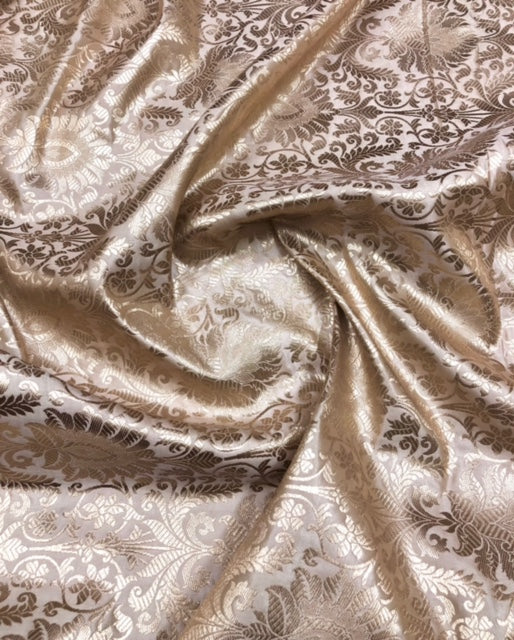 Ivory Gold Brocade fabric Jacquard fabric brocade fabric Wedding bridal dress fabric Festival clothing Home Decor fabric by the yard