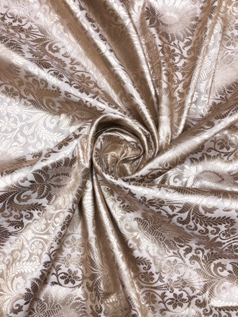 Ivory Gold Brocade fabric Jacquard fabric brocade fabric Wedding bridal dress fabric Festival clothing Home Decor fabric by the yard