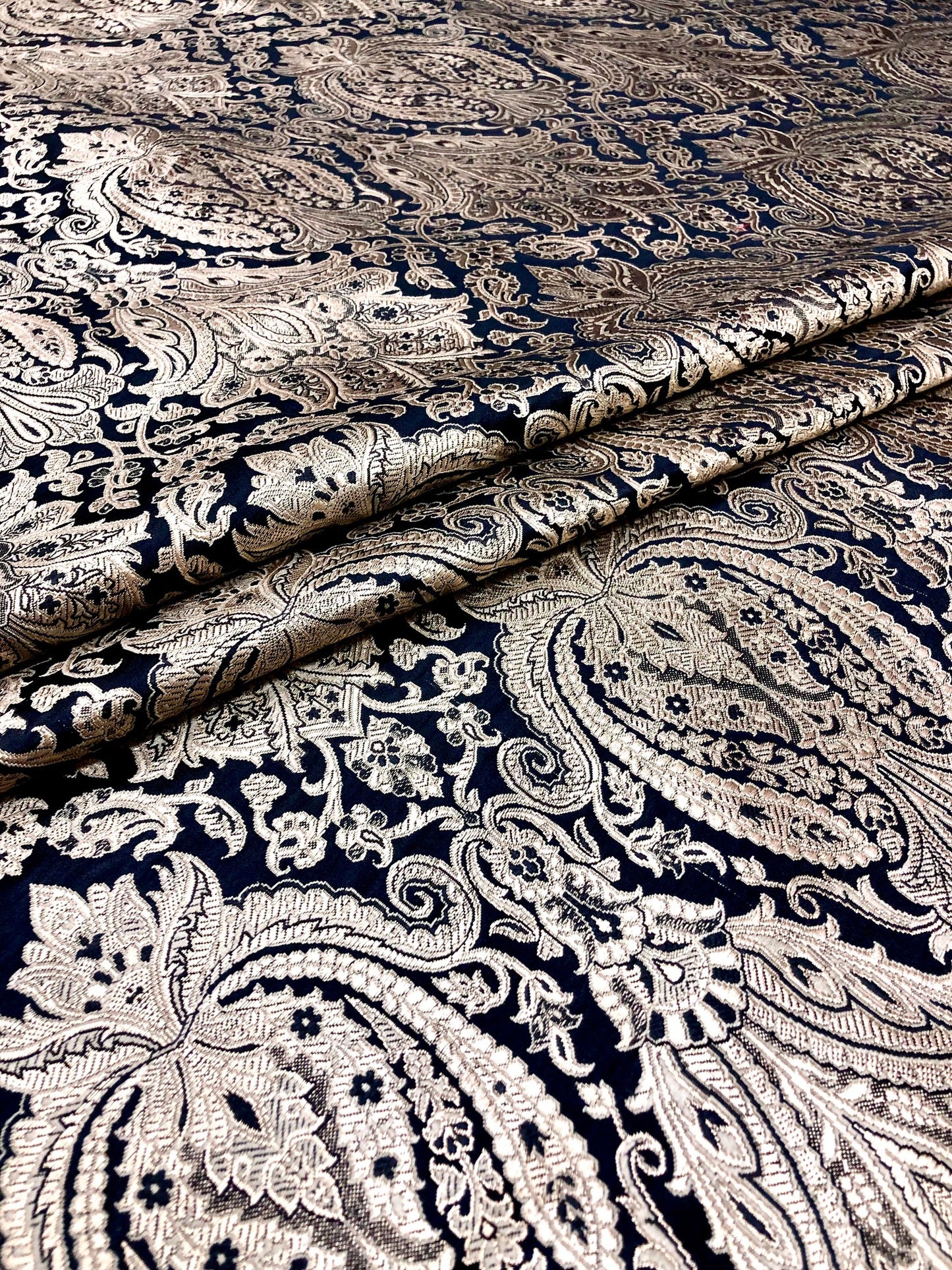 Indian Brocade fabric Jacquard damask fabric Black Gold fabric Wedding bridal fabric Luxury dress fabric Upholstery fabric by the yard