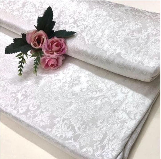 Damask Brocade Fabric White Jacquard brocade Wedding dress fabric Embossed Brocade fabric Bridal Dress Brocade Fabric by the yard - NFAF957