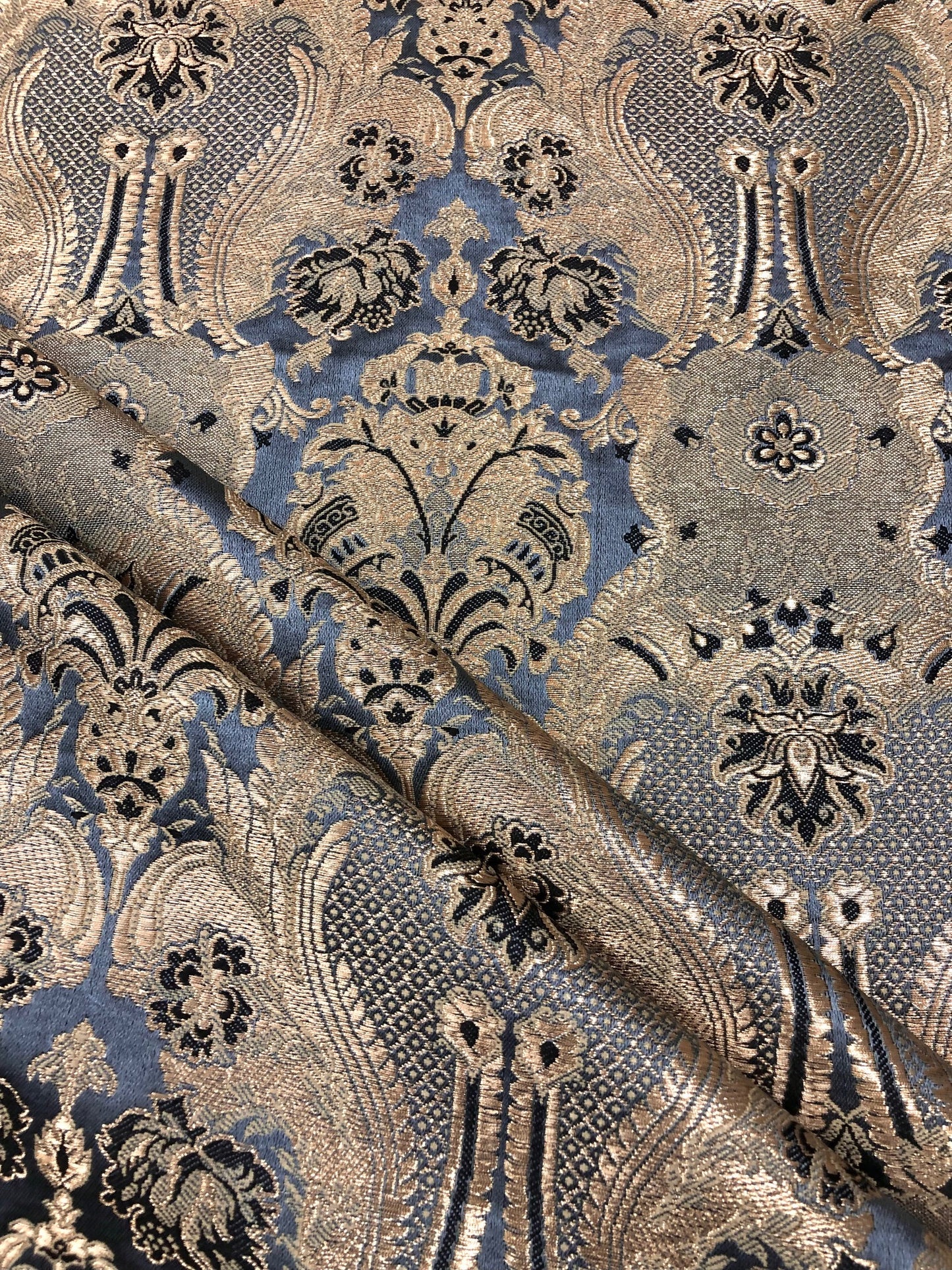Indian Brocade fabric Jacquard damask fabric Gray Gold fabric Wedding bridal fabric Luxury dress fabric Upholstery fabric by the yard
