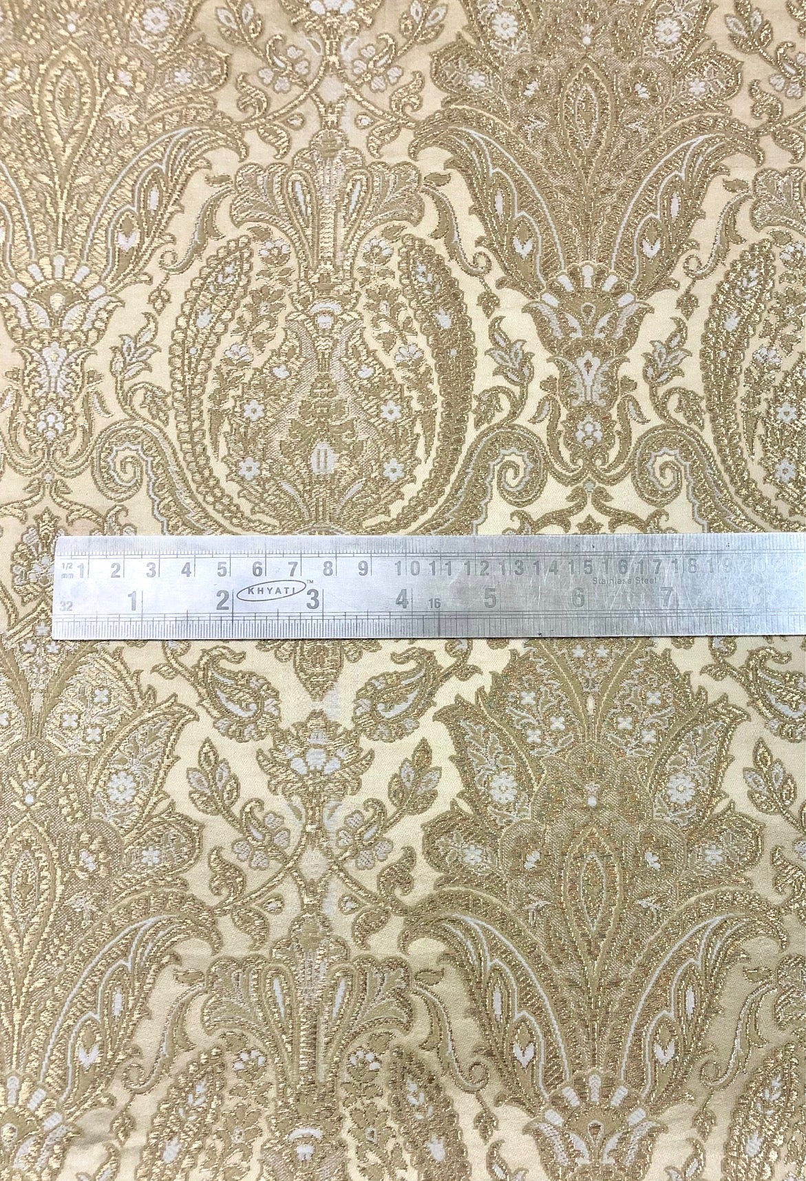 Brocade fabric Ivory Gold Jacquard Damask Rayon Silk brocade Fabric Wedding Bridal High Grade Designer fabric by the yard Material