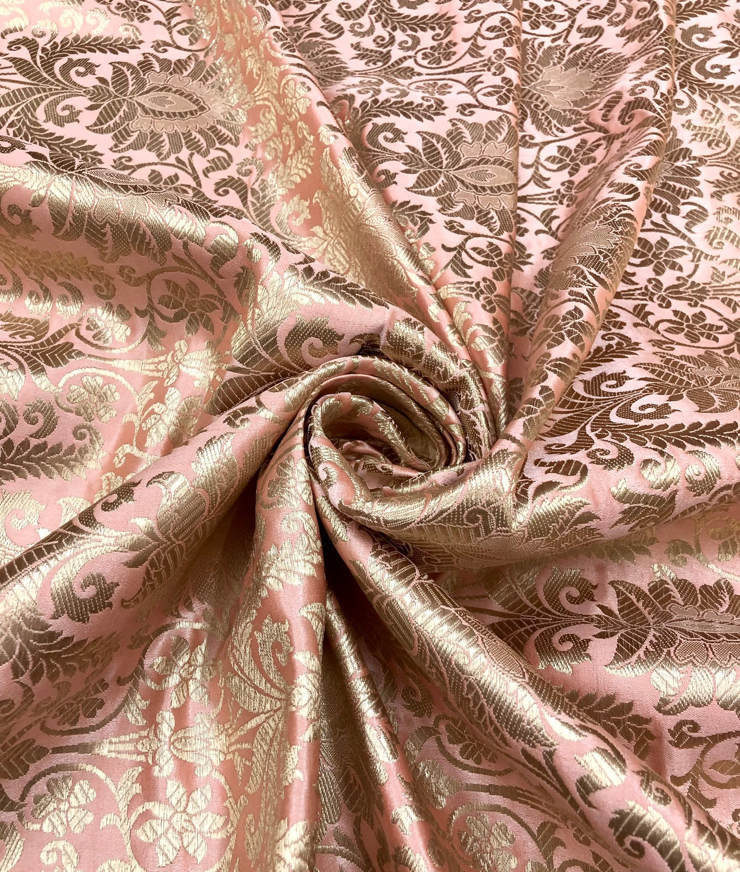 Brocade fabric Peach Gold Jacquard Damask Rayon Silk brocade Fabric Wedding Bridal High Grade Designer fabric by the yard Material