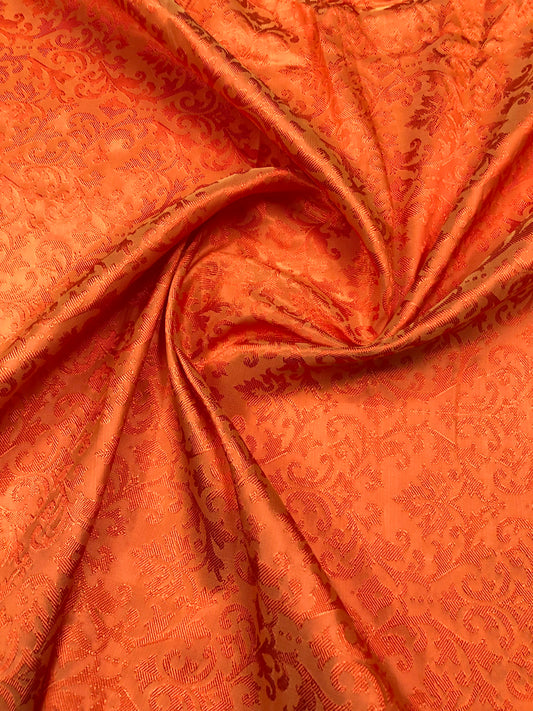 Damask Brocade Fabric Orange Jacquard brocade Wedding dress fabric Embossed Brocade fabric Bridal Dress Brocade Fabric by the yard - NFAF970