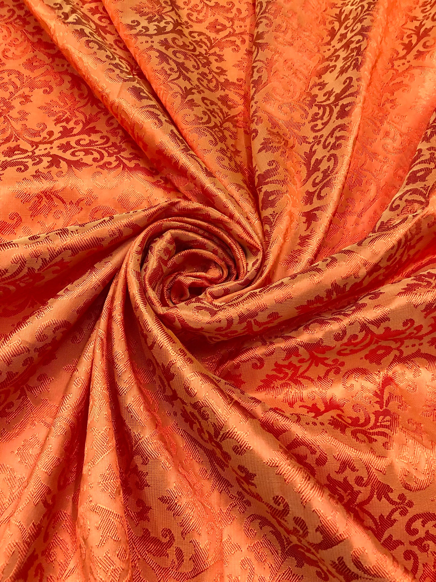 Damask Brocade Fabric Orange Jacquard brocade Wedding dress fabric Embossed Brocade fabric Bridal Dress Brocade Fabric by the yard - NFAF970