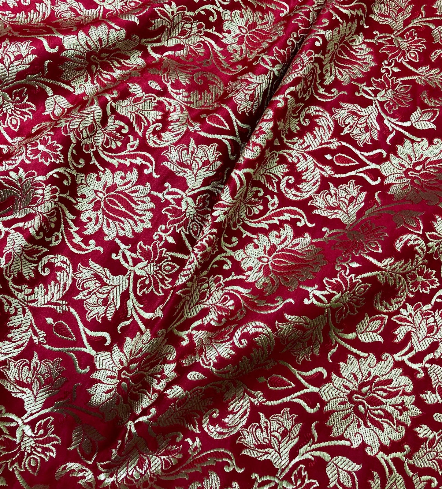 Brocade fabric Jacquard damask fabric Red Gold brocade Wedding bridal Dress fabric Silk Brocade Home Decor Upholsery Fabric By the Yard