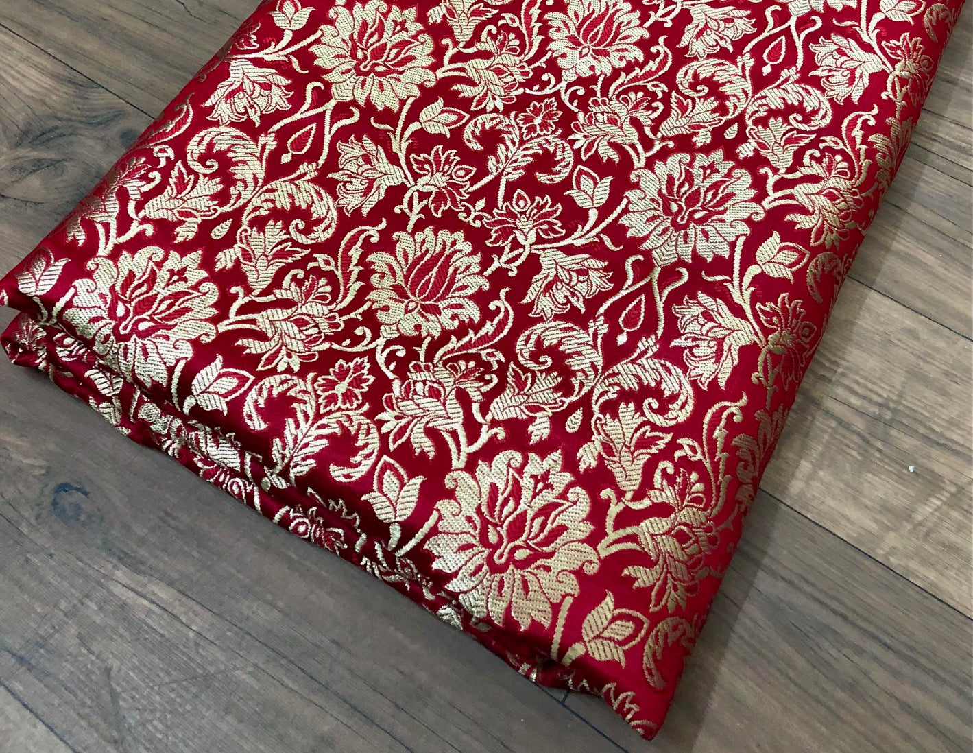 Brocade fabric Jacquard damask fabric Red Gold brocade Wedding bridal Dress fabric Silk Brocade Home Decor Upholsery Fabric By the Yard