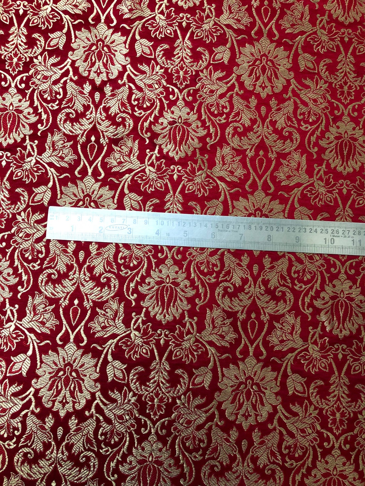 Brocade fabric Jacquard damask fabric Red Gold brocade Wedding bridal Dress fabric Silk Brocade Home Decor Upholsery Fabric By the Yard
