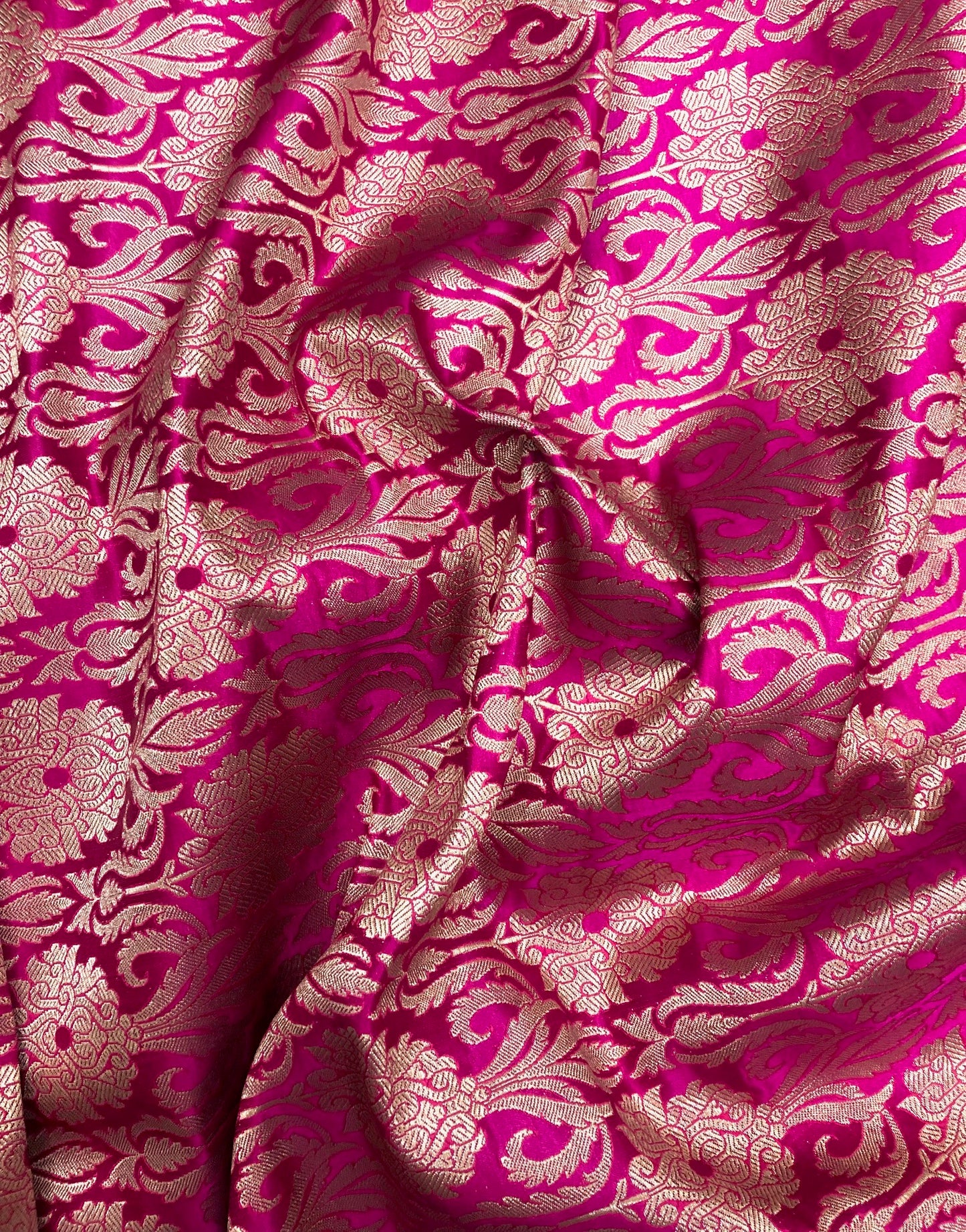 Banarsi brocade fabric, Hot pink gold Jacquard fabric, Floral brocade, Wedding inspiration, Historical fabric, Rayon silk brocade, fabric by the yard/meter - NFAF124