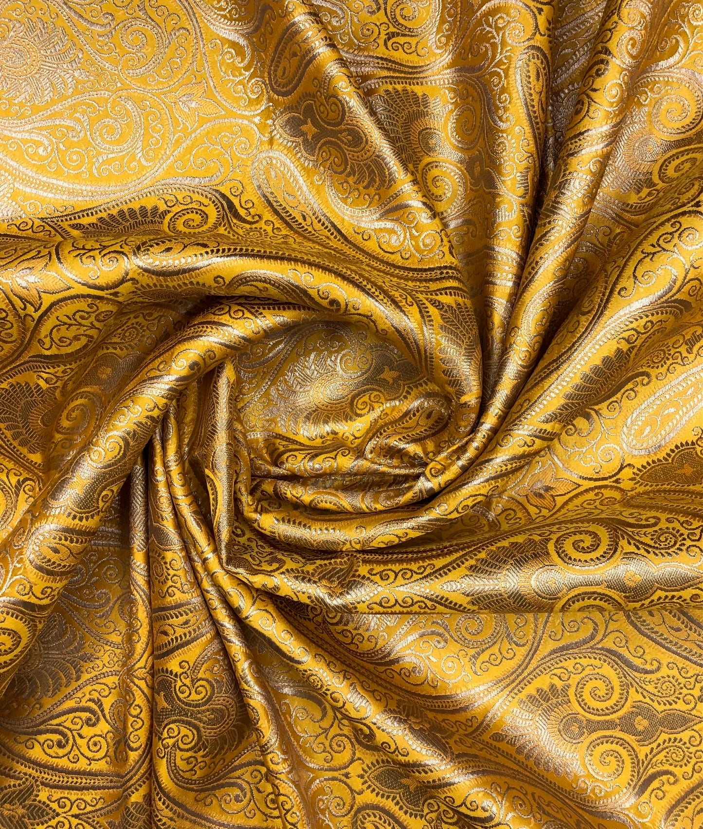 Banarasi brocade fabric Yellow gold Wedding Dress fabric Floral brocade Jacquard fabric Home Decor Upholstry Brocade Fabric by the yard