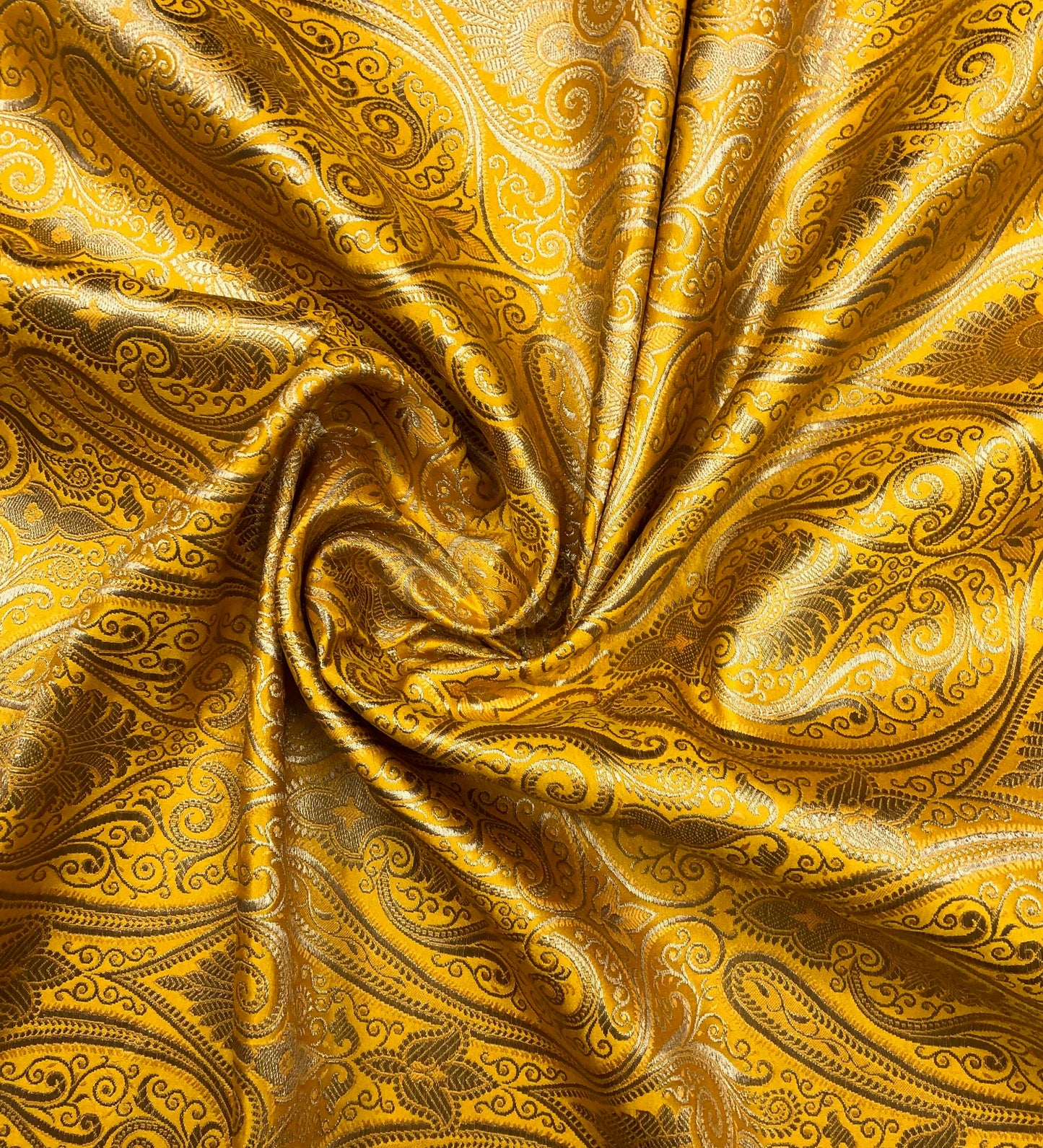 Banarasi brocade fabric Yellow gold Wedding Dress fabric Floral brocade Jacquard fabric Home Decor Upholstry Brocade Fabric by the yard