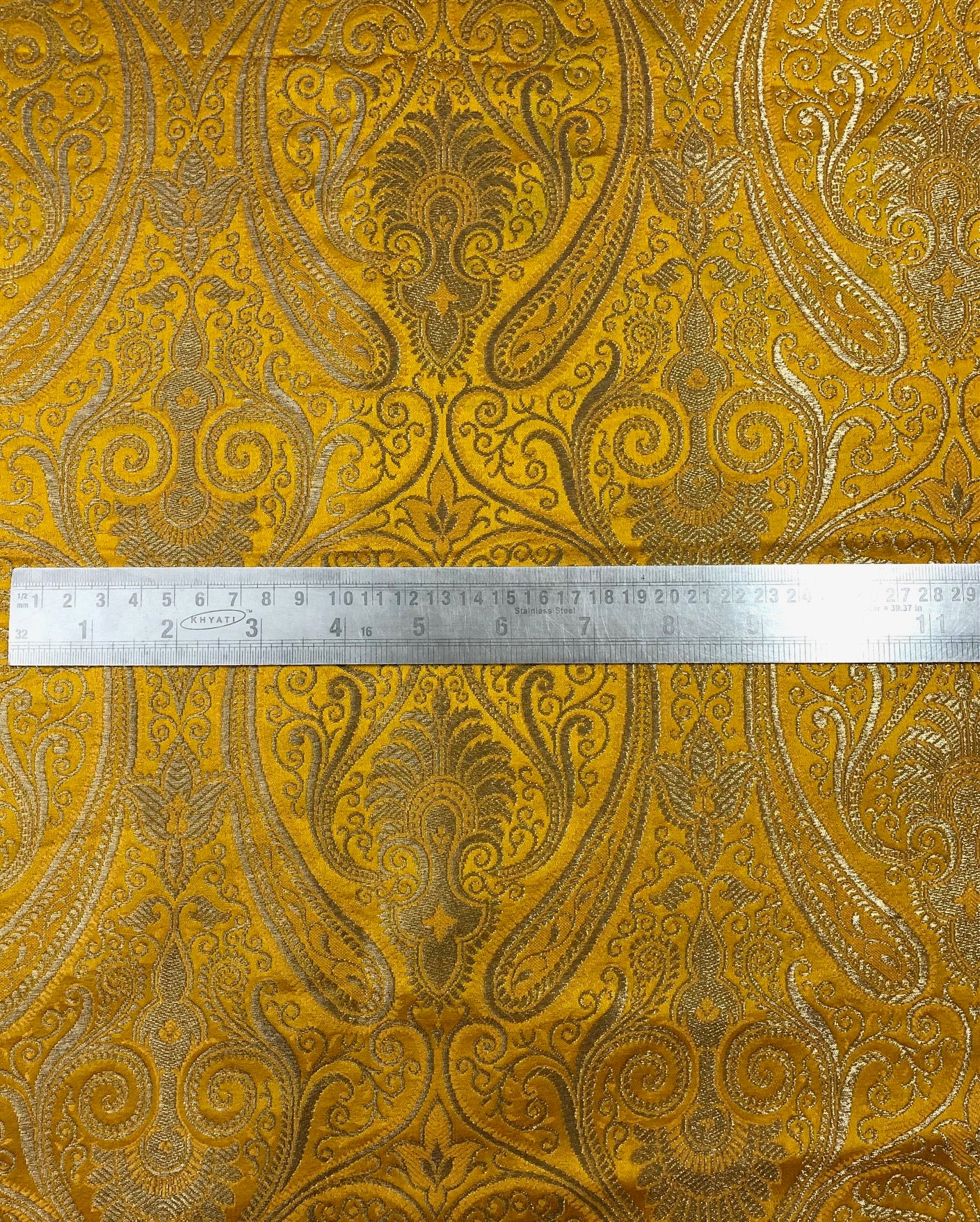 Banarasi brocade fabric Yellow gold Wedding Dress fabric Floral brocade Jacquard fabric Home Decor Upholstry Brocade Fabric by the yard
