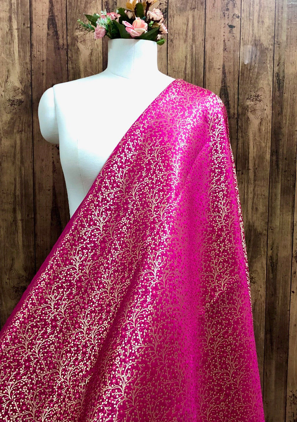 Brocade fabric Jacquard damask fabric Pink Gold brocade Wedding bridal Dress Designer fabric Silk Brocade Home Furnishing Fabric By the Yard