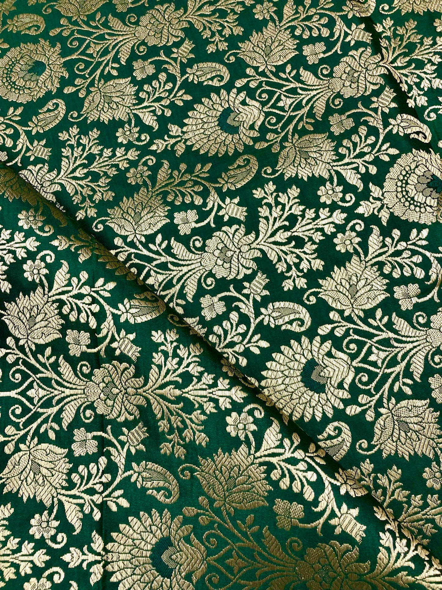 Banarasi Brocade fabric, Green gold wedding inspiration fabric, Jacquard fabric, Renaissance fabric, Designer fabric - NFAF229