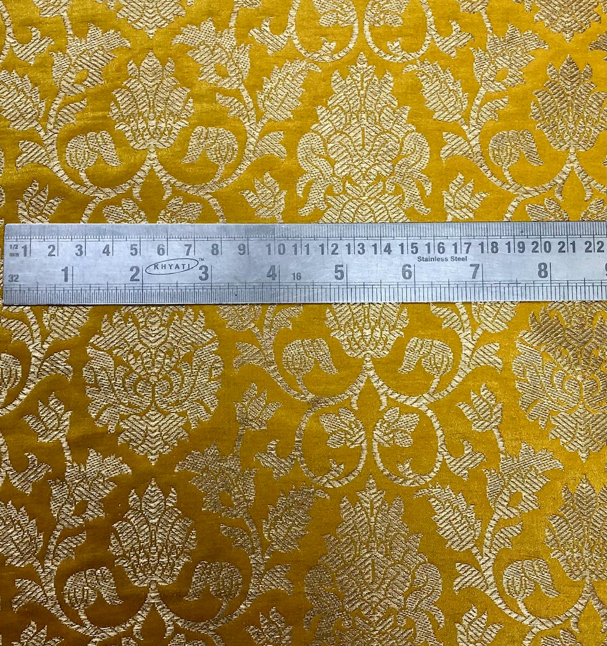 Indian Brocade Fabric Yellow & Gold brocade fabric Jacquard fabric Damask fabric Wedding dress fabric Fabric by the yard/meter -NFAF305