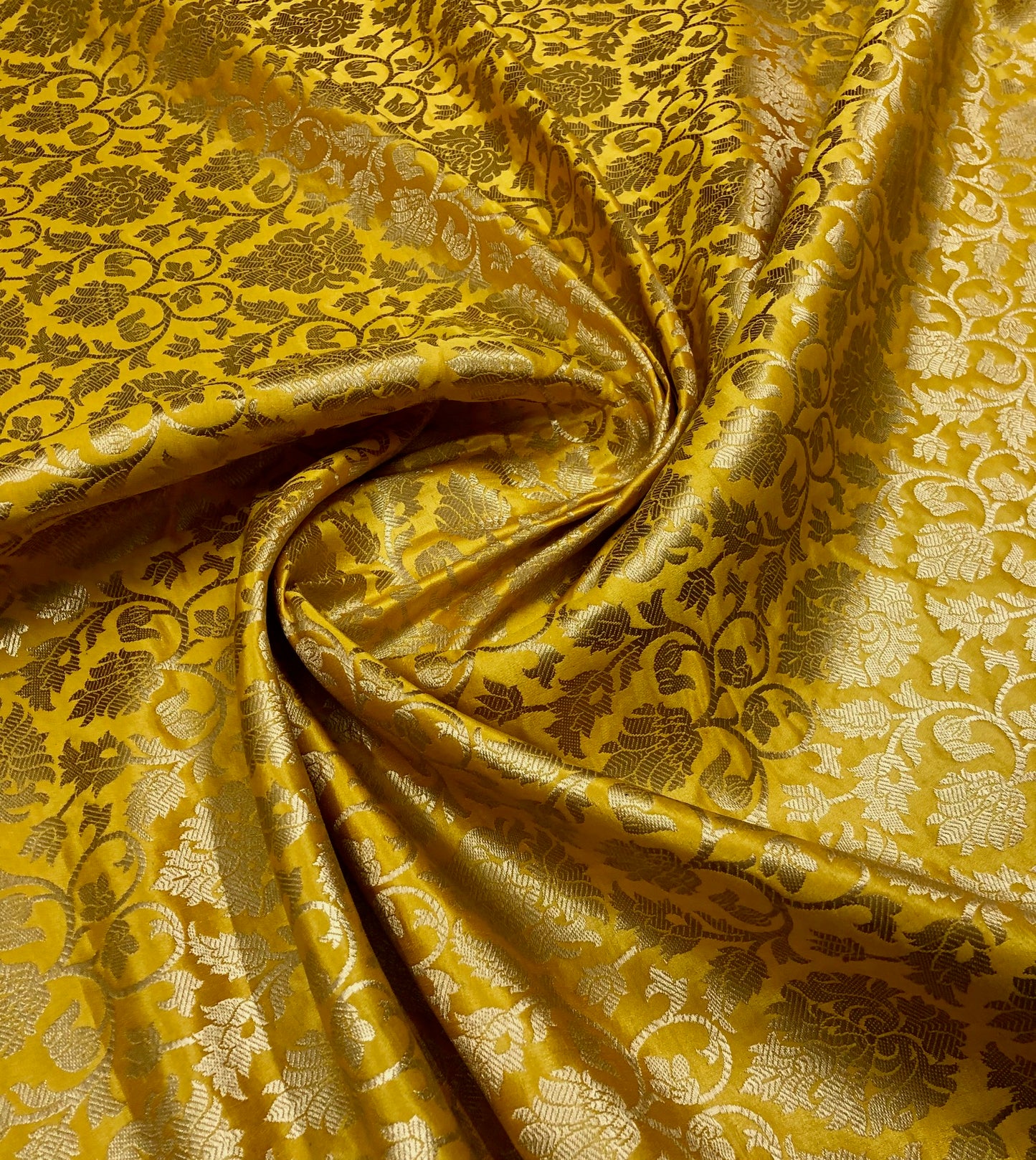 Indian Brocade Fabric Yellow & Gold brocade fabric Jacquard fabric Damask fabric Wedding dress fabric Fabric by the yard/meter -NFAF305