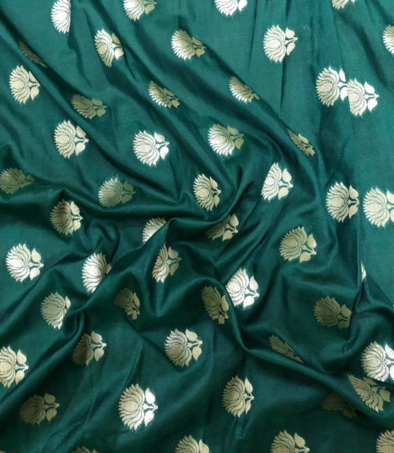 Brocade fabric Jacquard Damask Fabric Green Gold Wedding Dress fabric Saree Silk brocade Salwar Suit fabric Upholstery Fabric by the yard