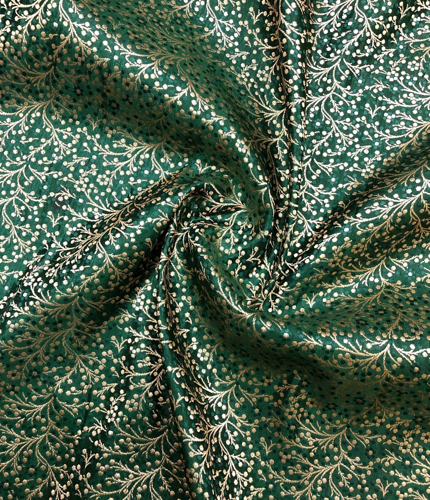 Jacquard Brocade Fabric Home Decor fabric Green Gold Christmas Fabric Wedding Indian Dress Brocade Upholstery fabric by the yard - NFAF444
