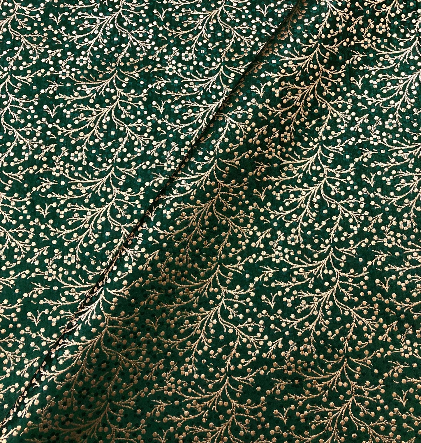 Jacquard Brocade Fabric Home Decor fabric Green Gold Christmas Fabric Wedding Indian Dress Brocade Upholstery fabric by the yard - NFAF444