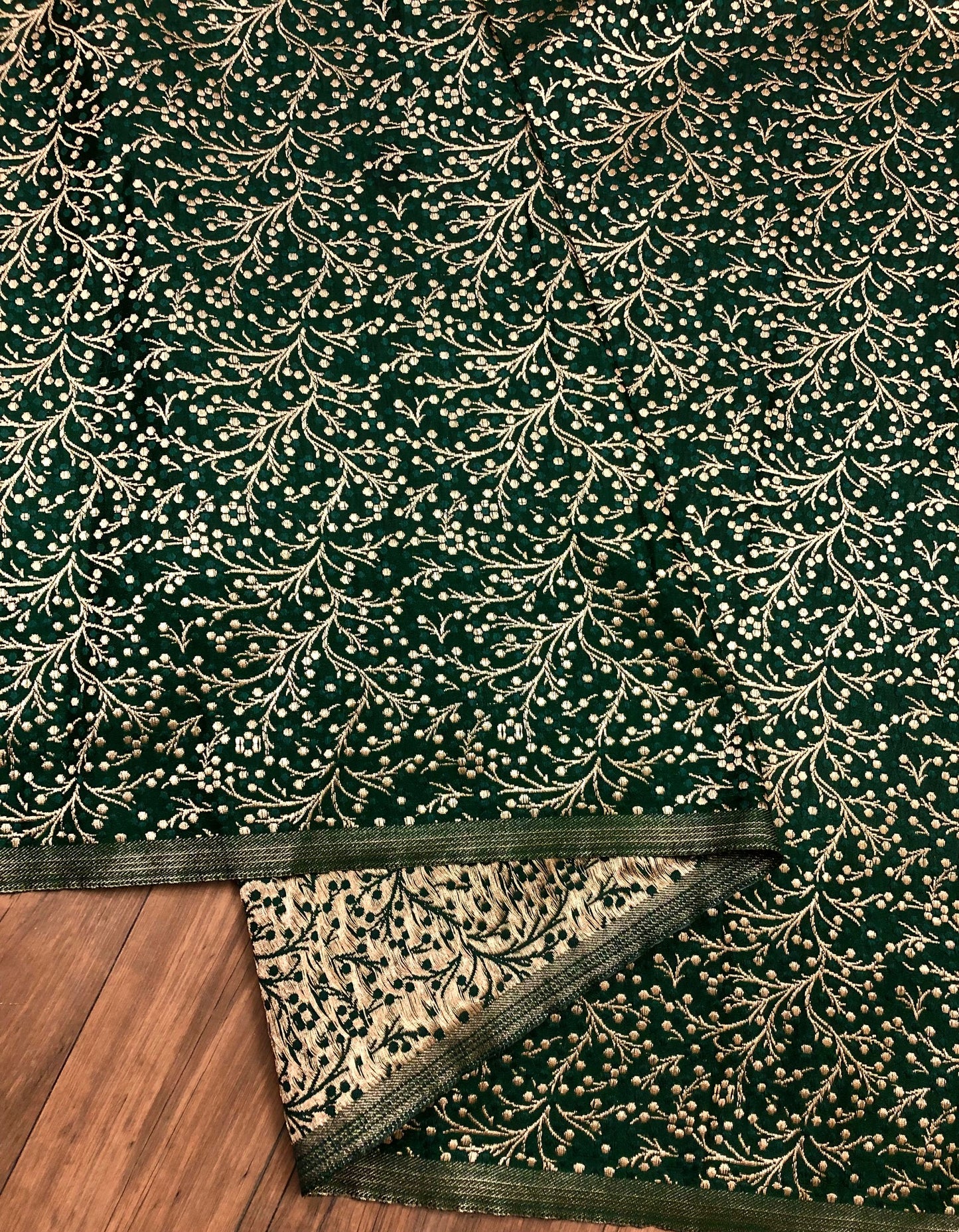 Jacquard Brocade Fabric Home Decor fabric Green Gold Christmas Fabric Wedding Indian Dress Brocade Upholstery fabric by the yard - NFAF444
