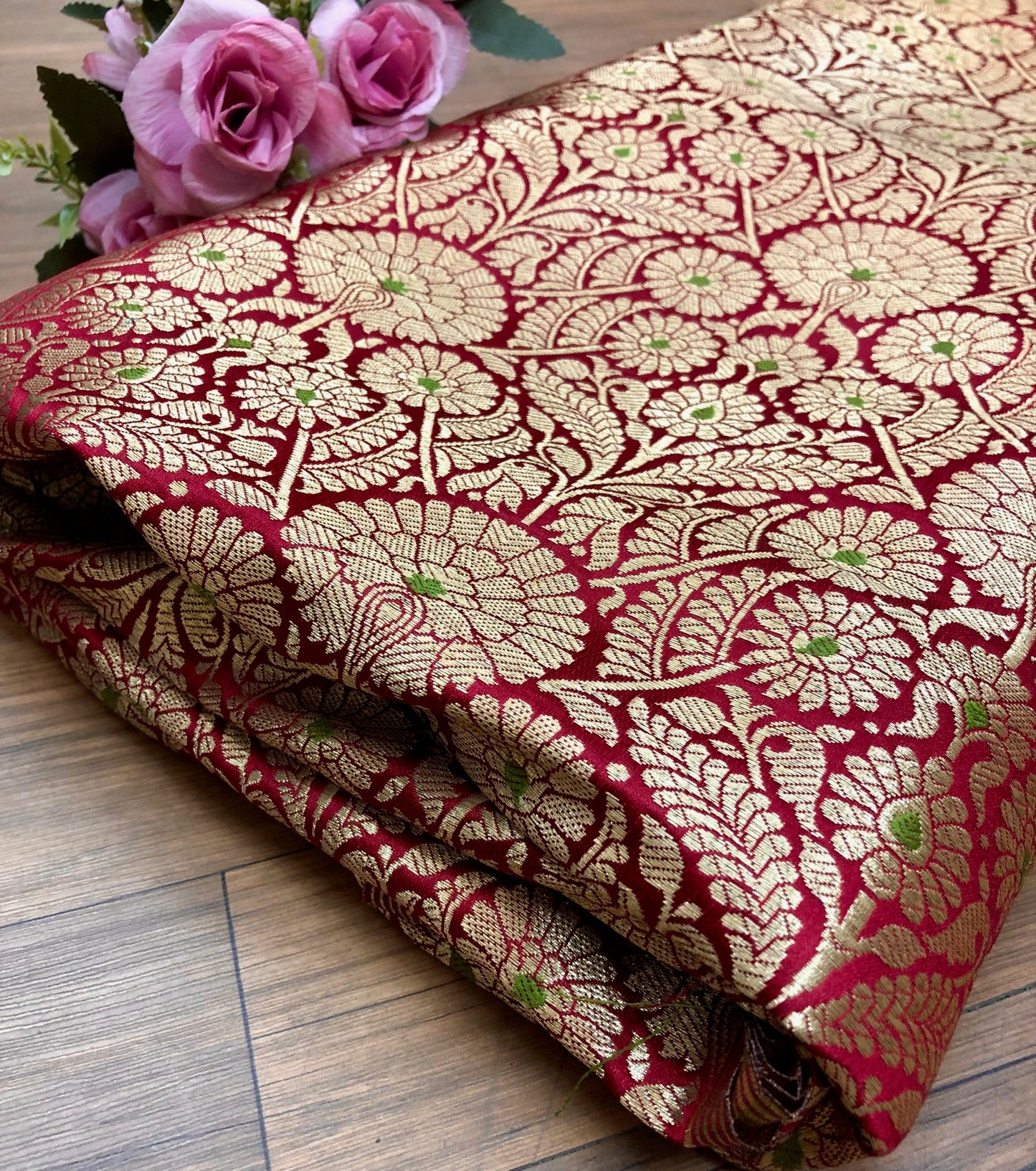 Red Gold Damask jacquard brocade Wedding fabric Rayon Silk Brocade Gothic fabric Theatre costume Vintage Brocade Fabric By The Yard