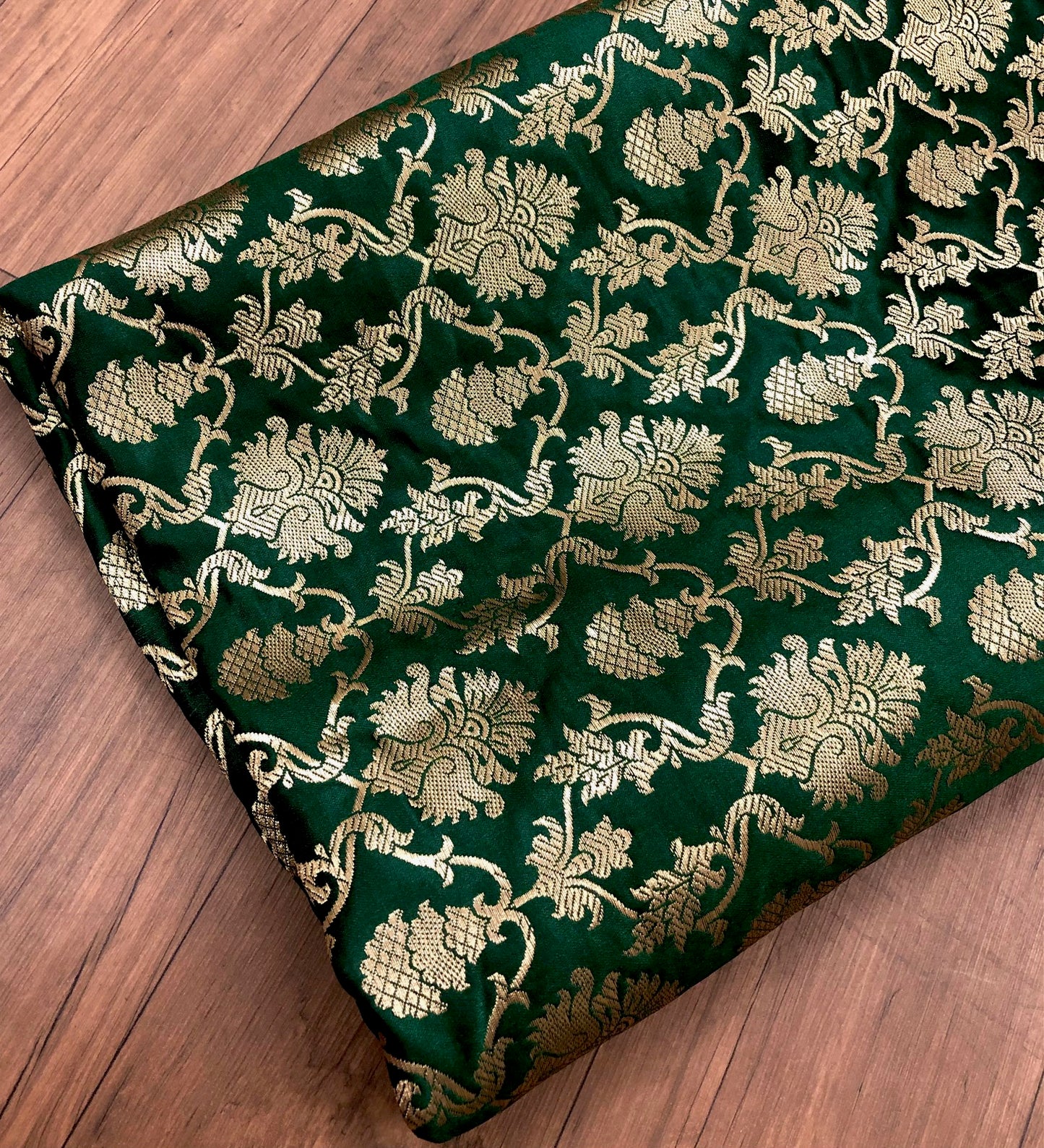 Brocade fabric Jacquard damask fabric Green Gold Upholstery fabric Wedding Bridal Dress fabric Indian Silk dress Brocade Fabric by the yard