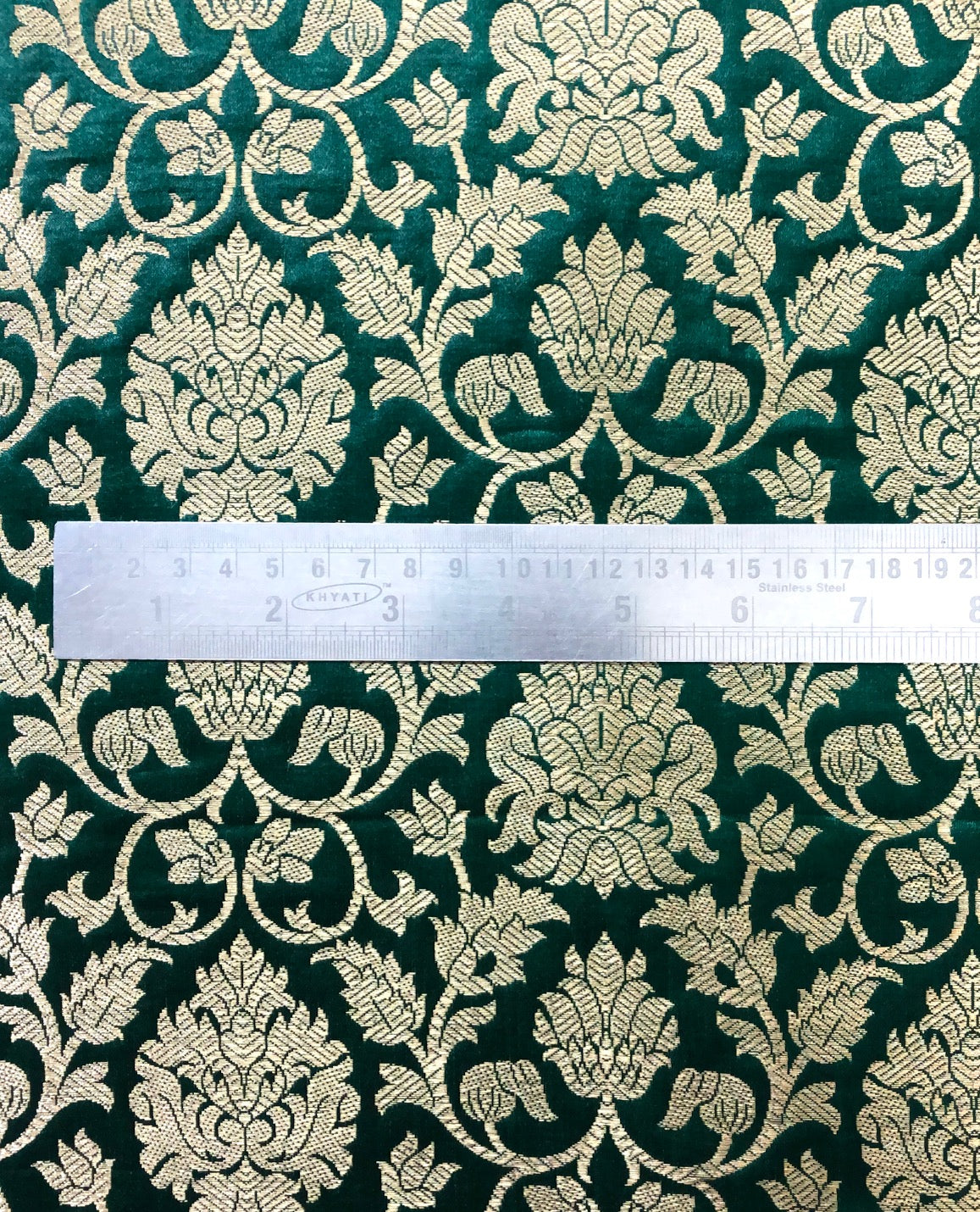 Banarasi brocade fabric, Green gold rayon silk brocade fabric, Wedding inspiration, Home décor fabric, Metallic brocade, Historical fabric - NFAF794