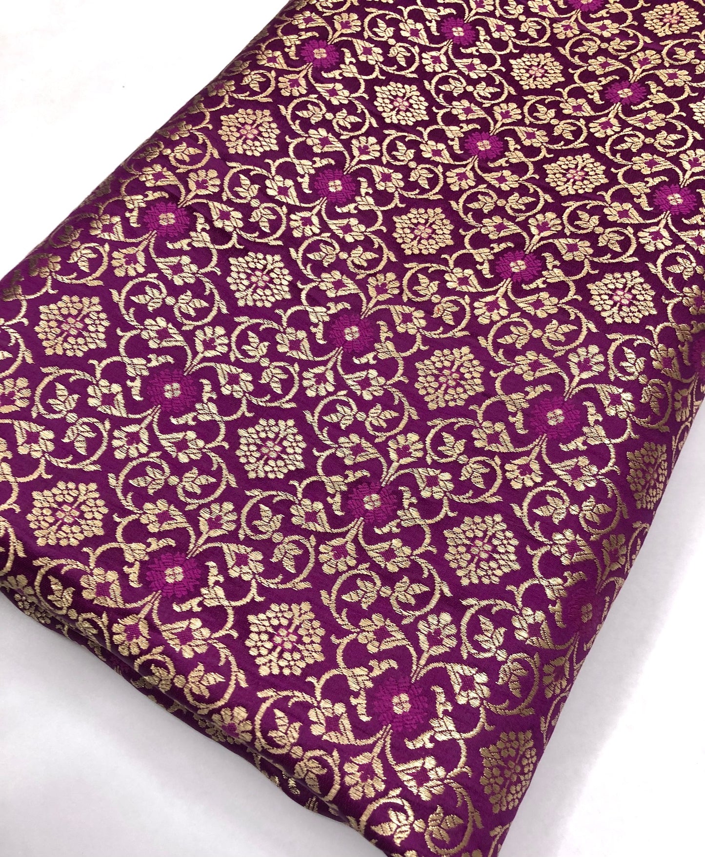 Banarasi Brocade Fabric, Magenta Pink gold rayon silk brocade fabric, Wedding fabric, Gold fabric, Party fabric, Designer fabric, Lace brocade - NFAF888