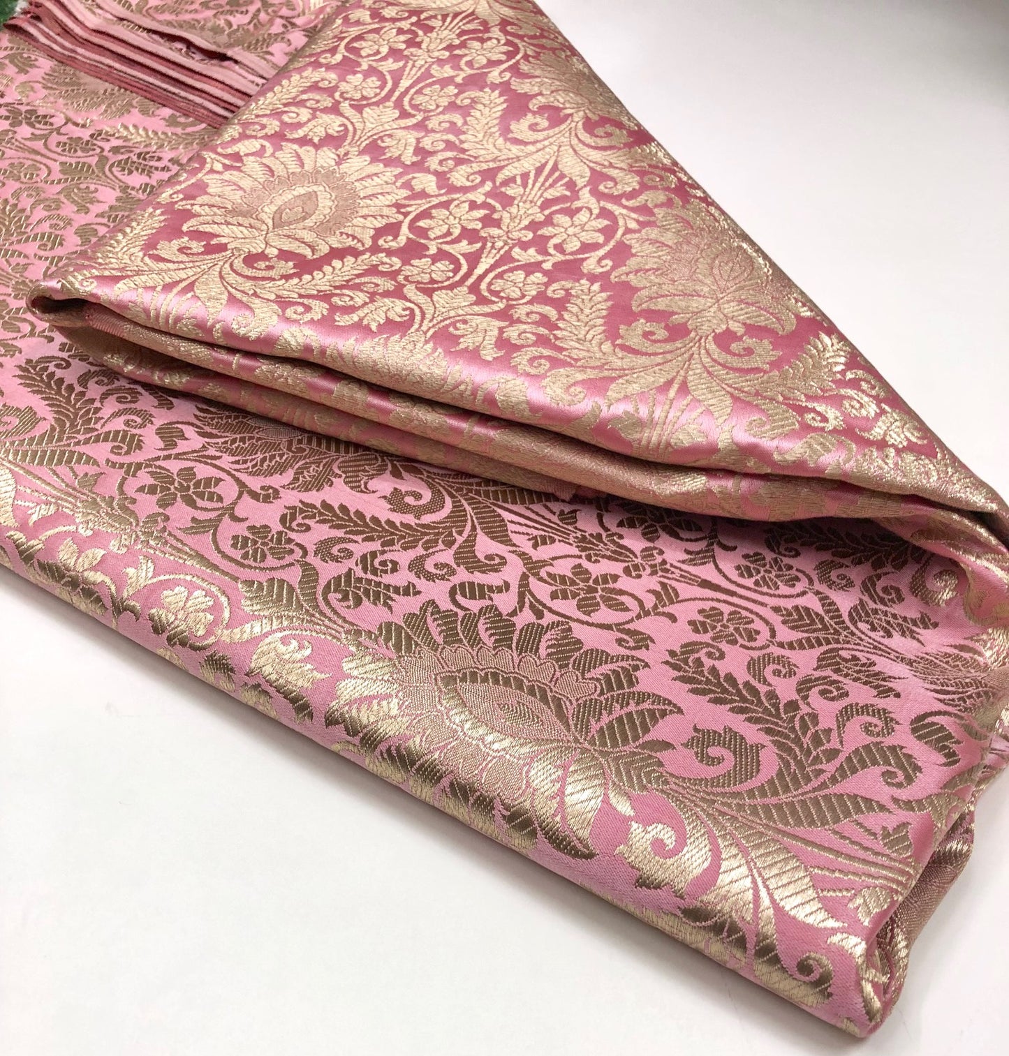 Brocade fabric Pink Gold Jacquard Damask Rayon Silk brocade Fabric Wedding Bridal High Grade Designer fabric by the yard Material