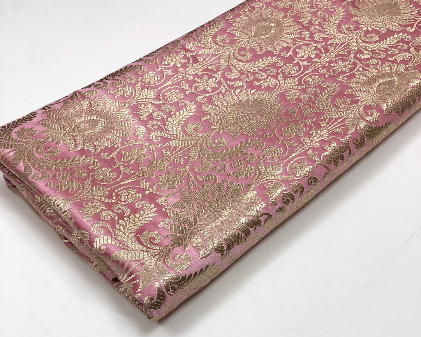 Brocade fabric Pink Gold Jacquard Damask Rayon Silk brocade Fabric Wedding Bridal High Grade Designer fabric by the yard Material