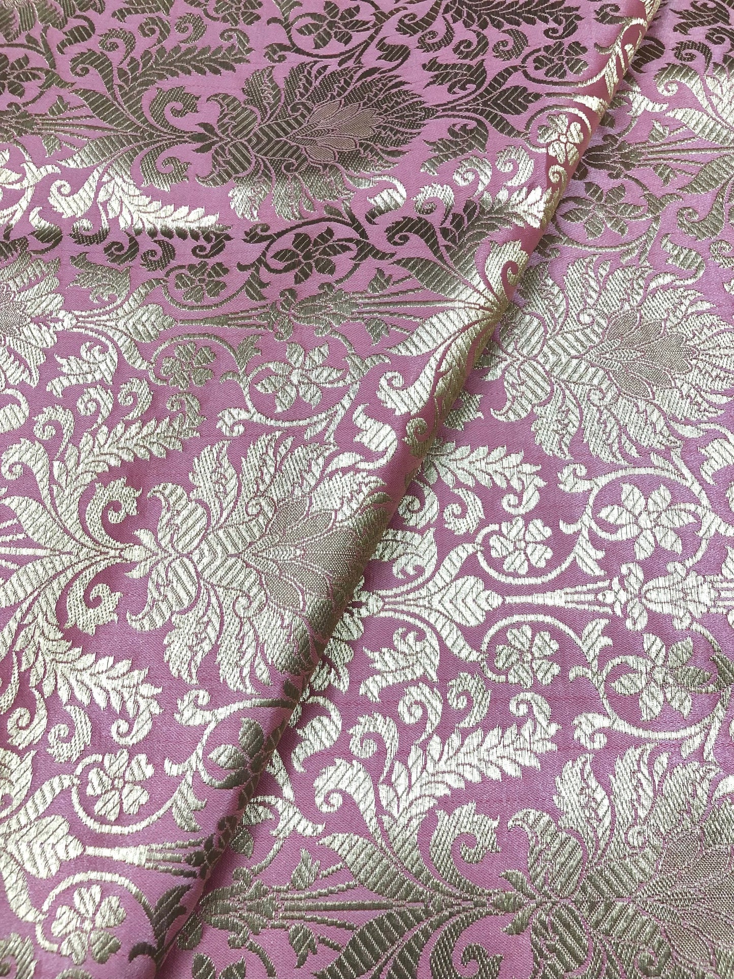 Brocade fabric Pink Gold Jacquard Damask Rayon Silk brocade Fabric Wedding Bridal High Grade Designer fabric by the yard Material