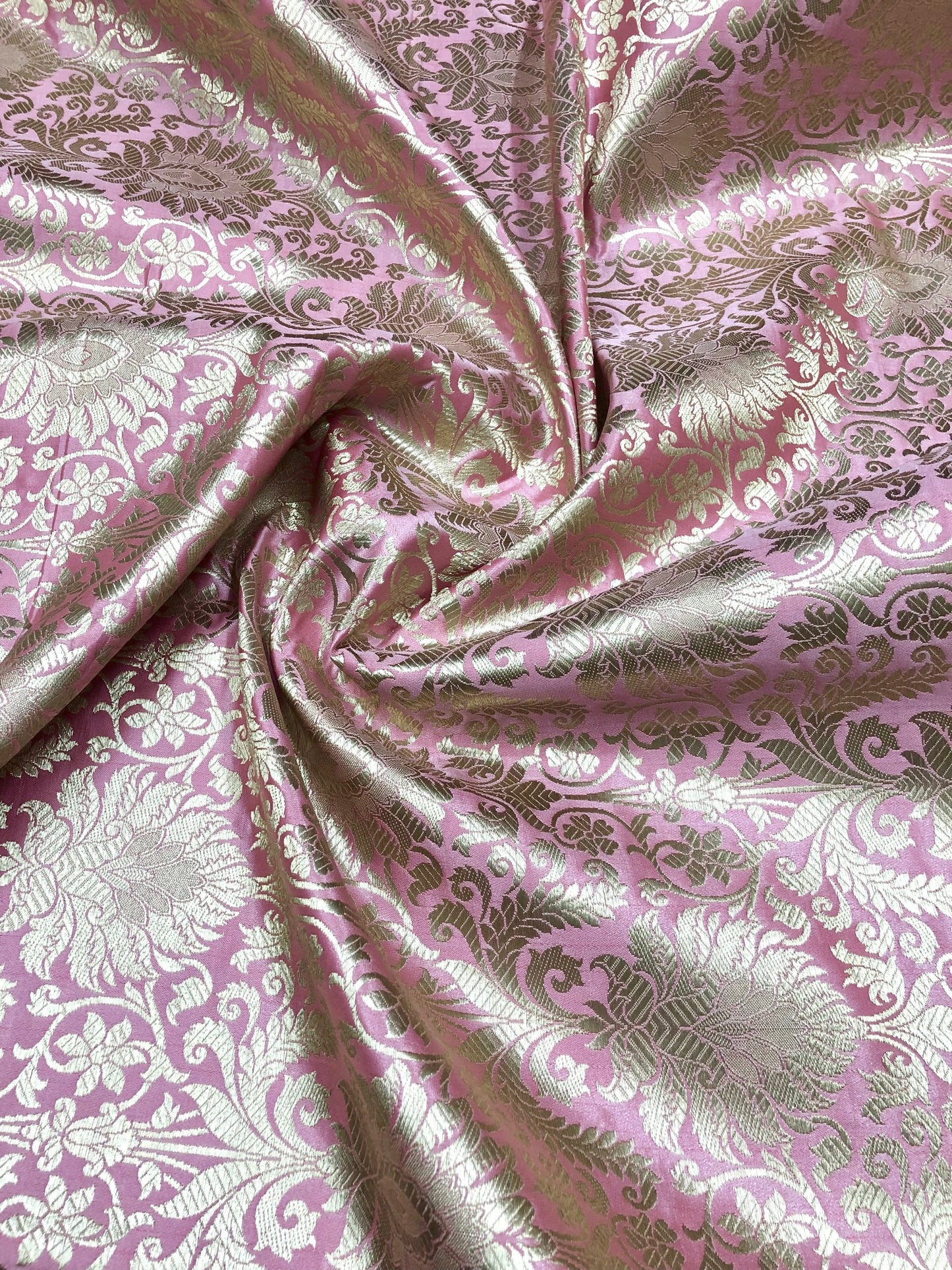 Brocade fabric Pink Gold Jacquard Damask Rayon Silk brocade Fabric Wedding Bridal High Grade Designer fabric by the yard Material