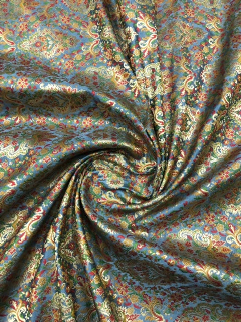 Brocade fabric Gray Gold Jacquard fabric Gifts for her Wedding bridal dress fabric brocadeLuxury Dress Brocade fabric by the yard -NFAF94