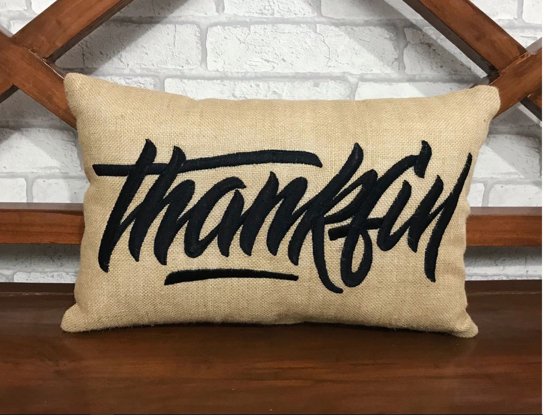 Thankful Pillow, Thanksgiving Decor, Autumn Decor, Thank You Decor, Holiday Fall Decor, Pillow Form Available in all sizes and colors.