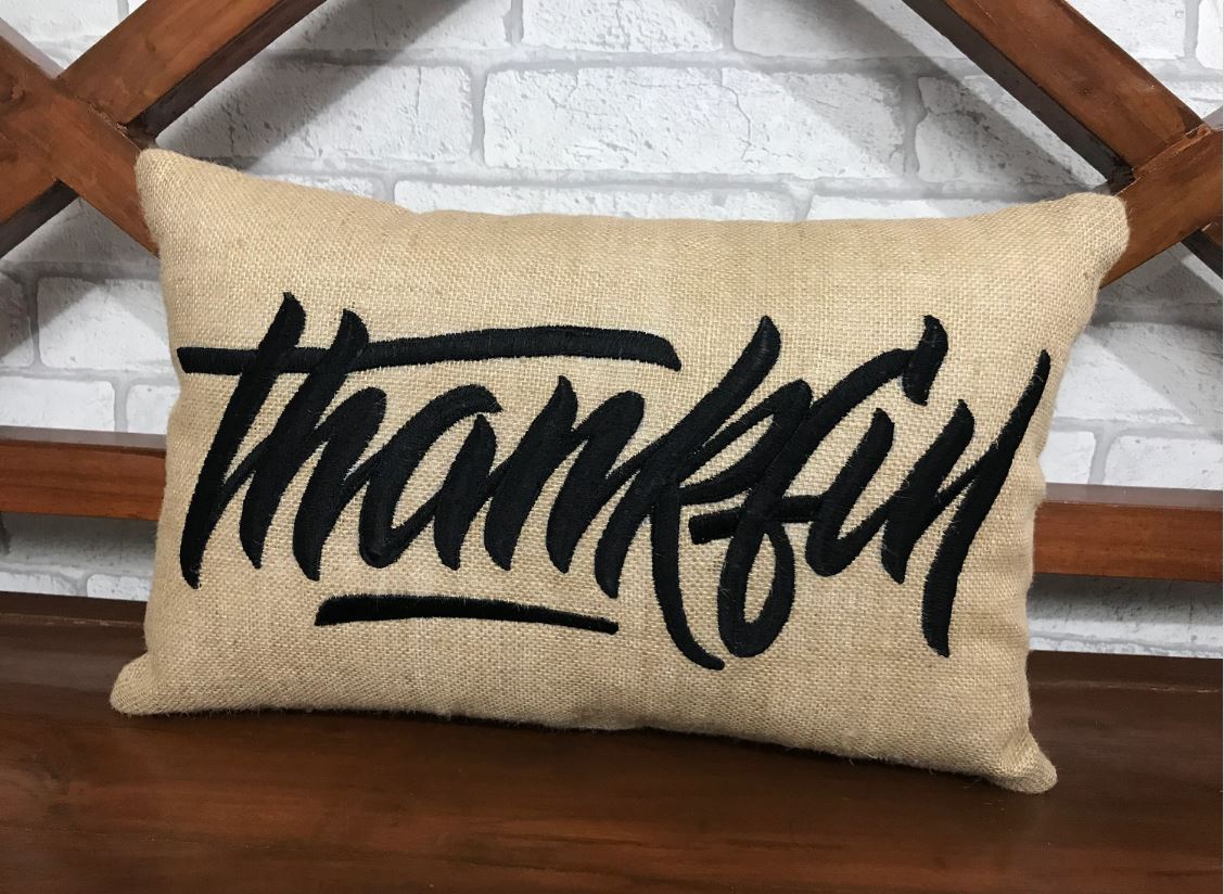 Thankful Pillow, Thanksgiving Decor, Autumn Decor, Thank You Decor, Holiday Fall Decor, Pillow Form Available in all sizes and colors.