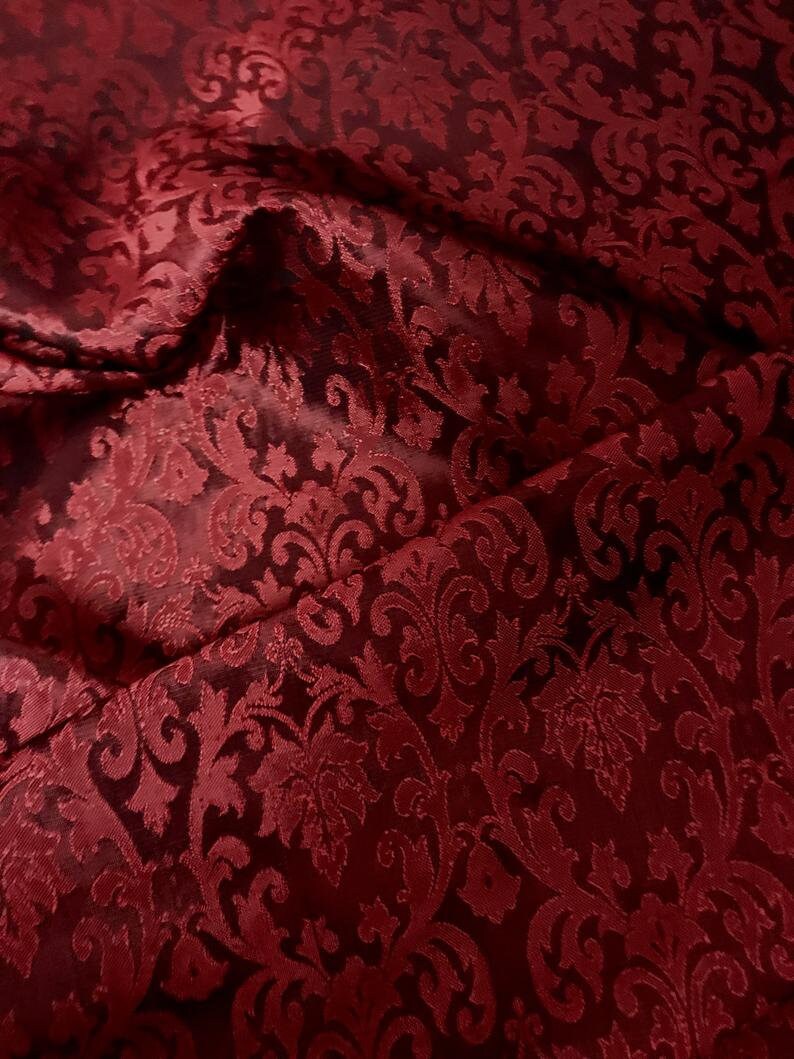 Damask Brocade Fabric Red Jacquard brocade Wedding dress fabric Embossed Brocade fabric Bridal Dress Brocade Fabric by the yard - NFAF166