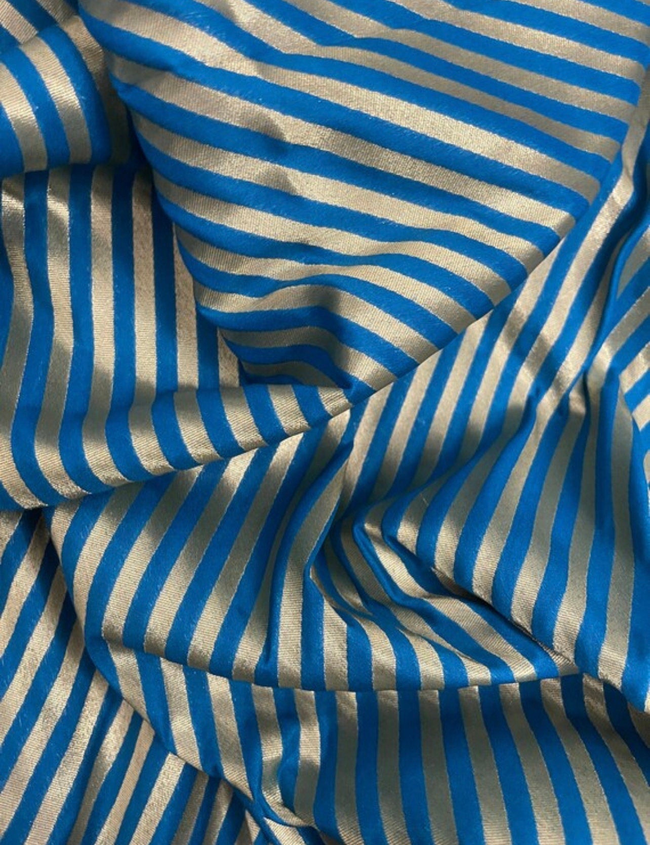 Blue and Gold Jacquard fabric, Brocade Dress, Gothic fabric, Renaissance fabric, Lace brocade, Designer fabric, Theatre costume - NFAF33