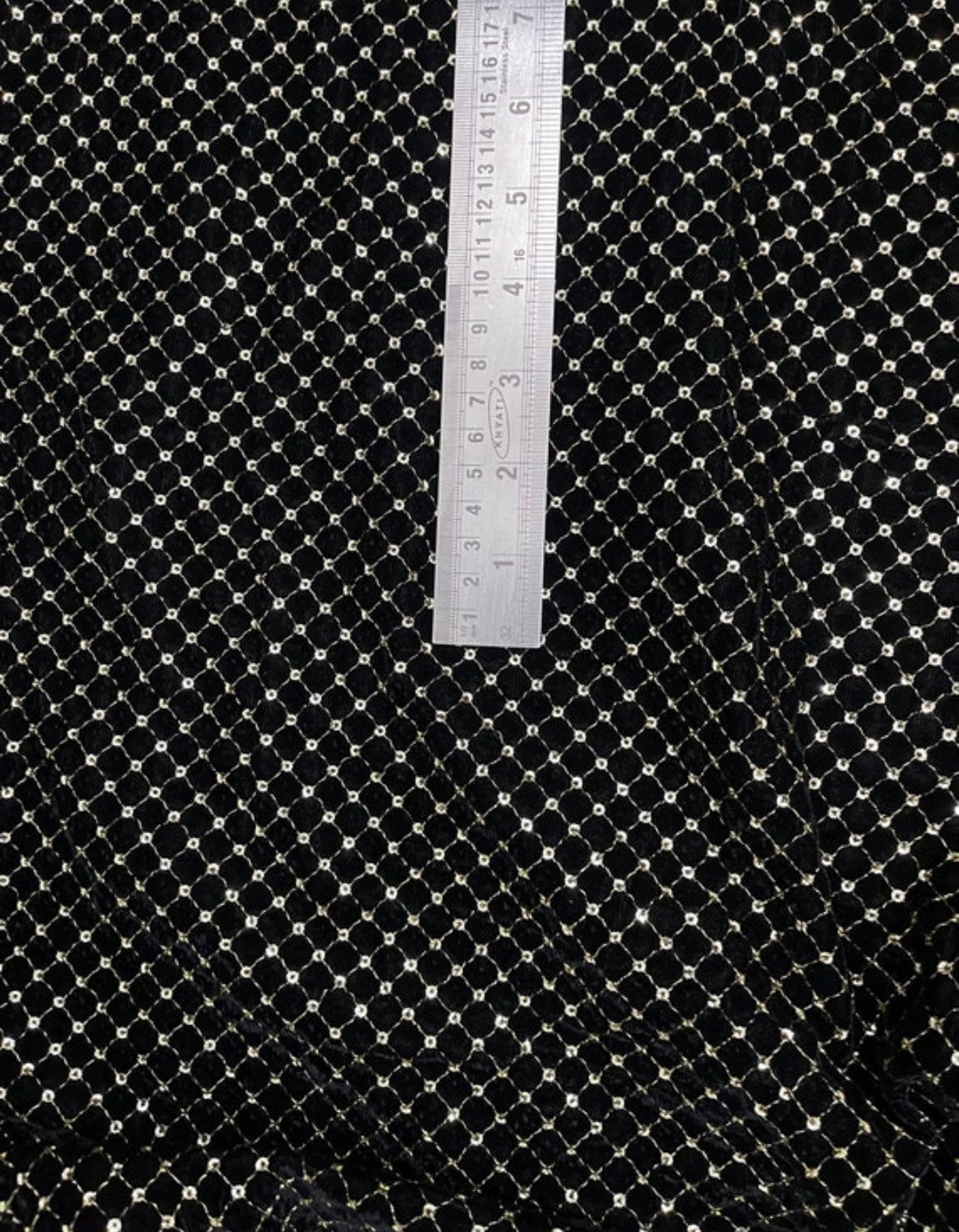 Embroidered velvet fabric, Black stretchable velvet fabric Gold Embroidery Luxury fabric Bridal dress fabric by the yard - VLTF17