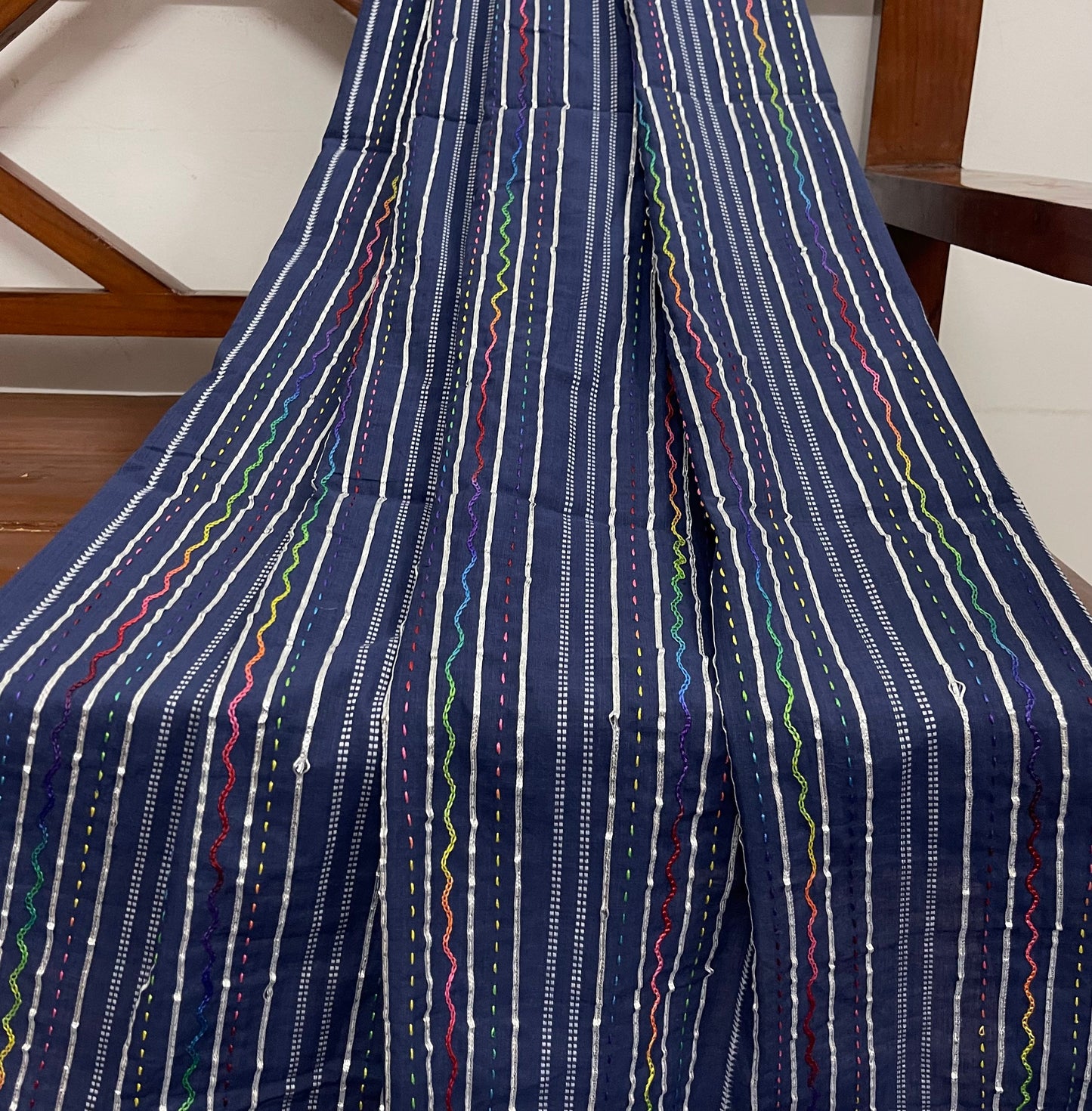 Blue embroidered Fabric, Thread embroidery, Couture fashion, Luxury fabric, Embroidery art, Handmade, Fashion fabric, Indian fabric - NFAF106