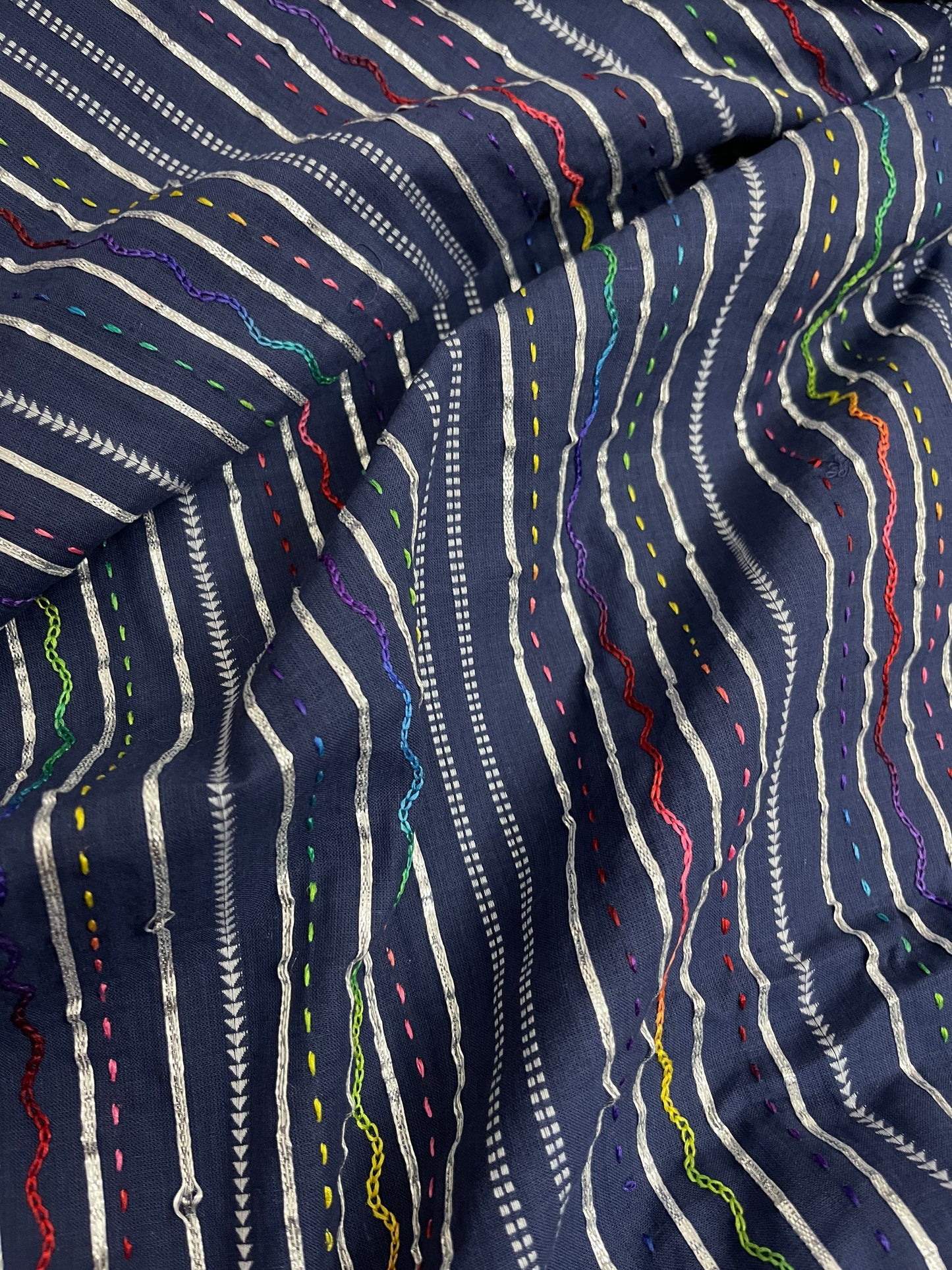 Blue embroidered Fabric, Thread embroidery, Couture fashion, Luxury fabric, Embroidery art, Handmade, Fashion fabric, Indian fabric - NFAF106