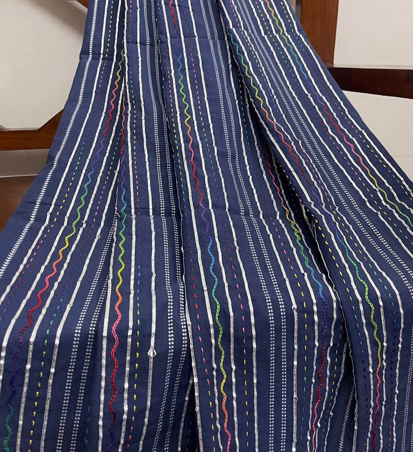 Blue embroidered Fabric, Thread embroidery, Couture fashion, Luxury fabric, Embroidery art, Handmade, Fashion fabric, Indian fabric - NFAF106