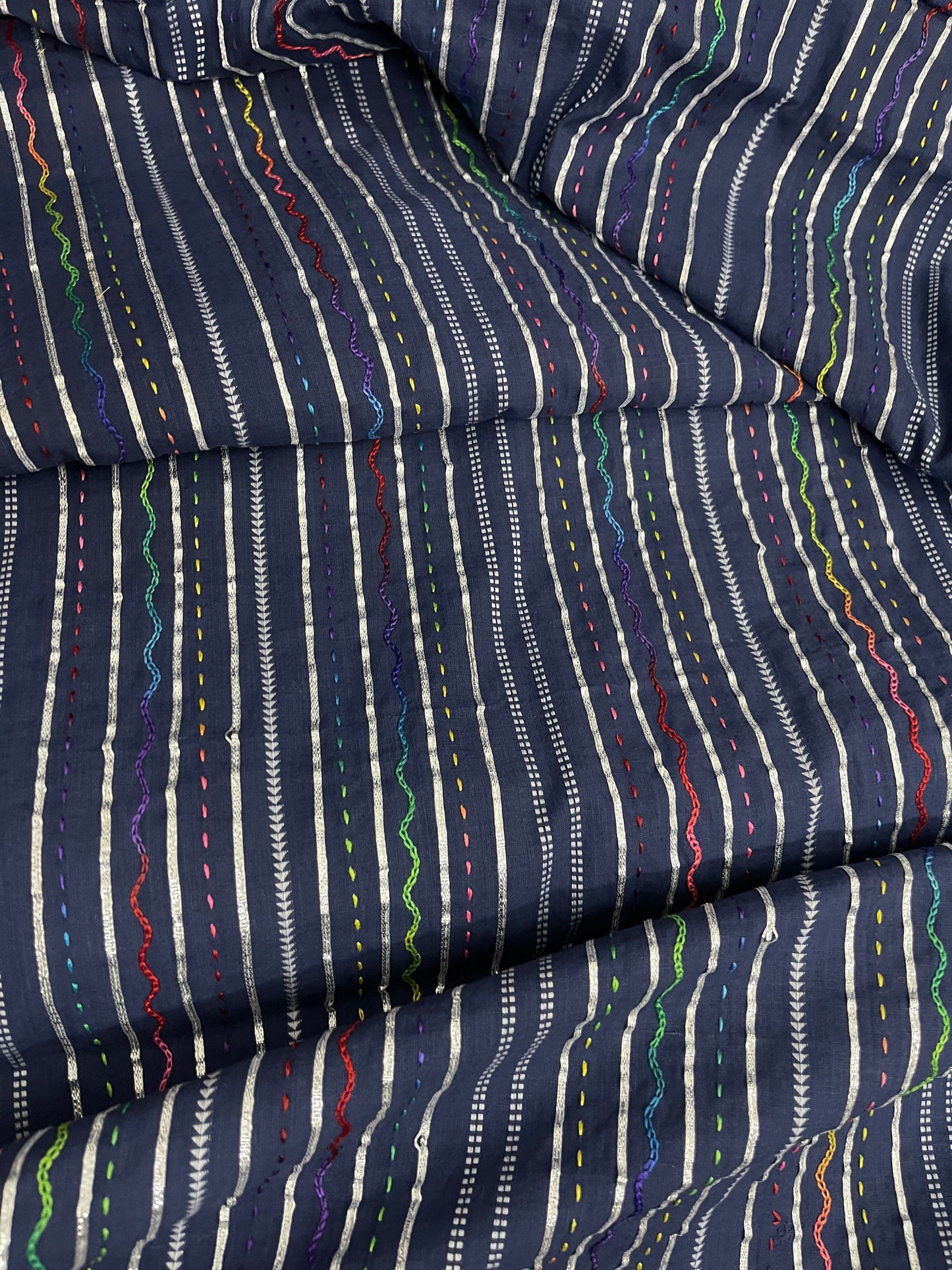 Blue embroidered Fabric, Thread embroidery, Couture fashion, Luxury fabric, Embroidery art, Handmade, Fashion fabric, Indian fabric - NFAF106